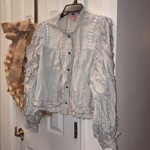 Anthropologie Not So Serious white top size XL